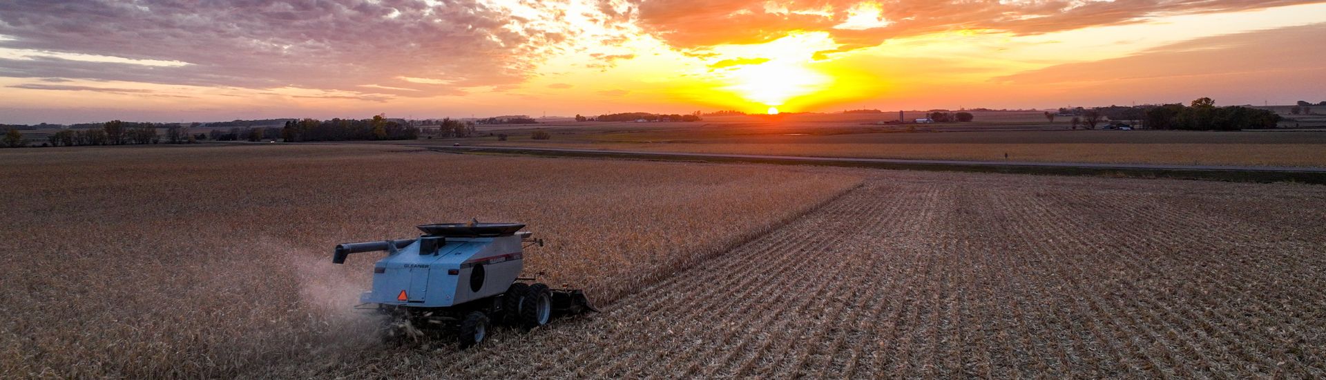 Combine in the sunset